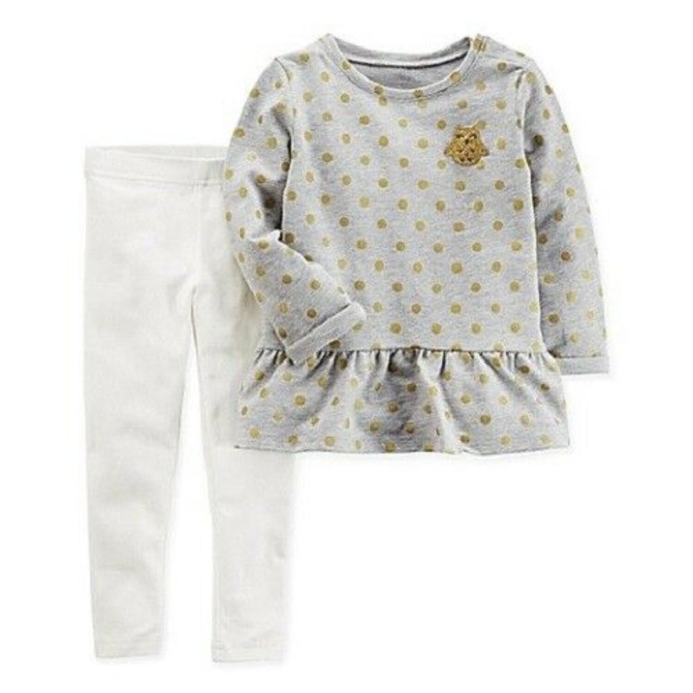Carter's Girls 2pc Gray & Gold Owl Top & Sparkle Leggings
